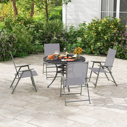 Patio Folding Chair Set, 4 Pack, Rustproof Metal Frame, Gray Beach & Lawn Chairs at Gallery Canada