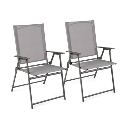Patio Folding Chair Set, 4 Pack, Rustproof Metal Frame, Gray Beach & Lawn Chairs at Gallery Canada