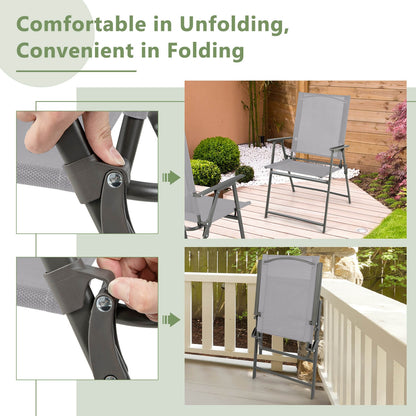 Patio Folding Chair Set, 4 Pack, Rustproof Metal Frame, Gray Beach & Lawn Chairs at Gallery Canada