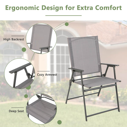 Patio Folding Chair Set, 4 Pack, Rustproof Metal Frame, Gray Beach & Lawn Chairs at Gallery Canada