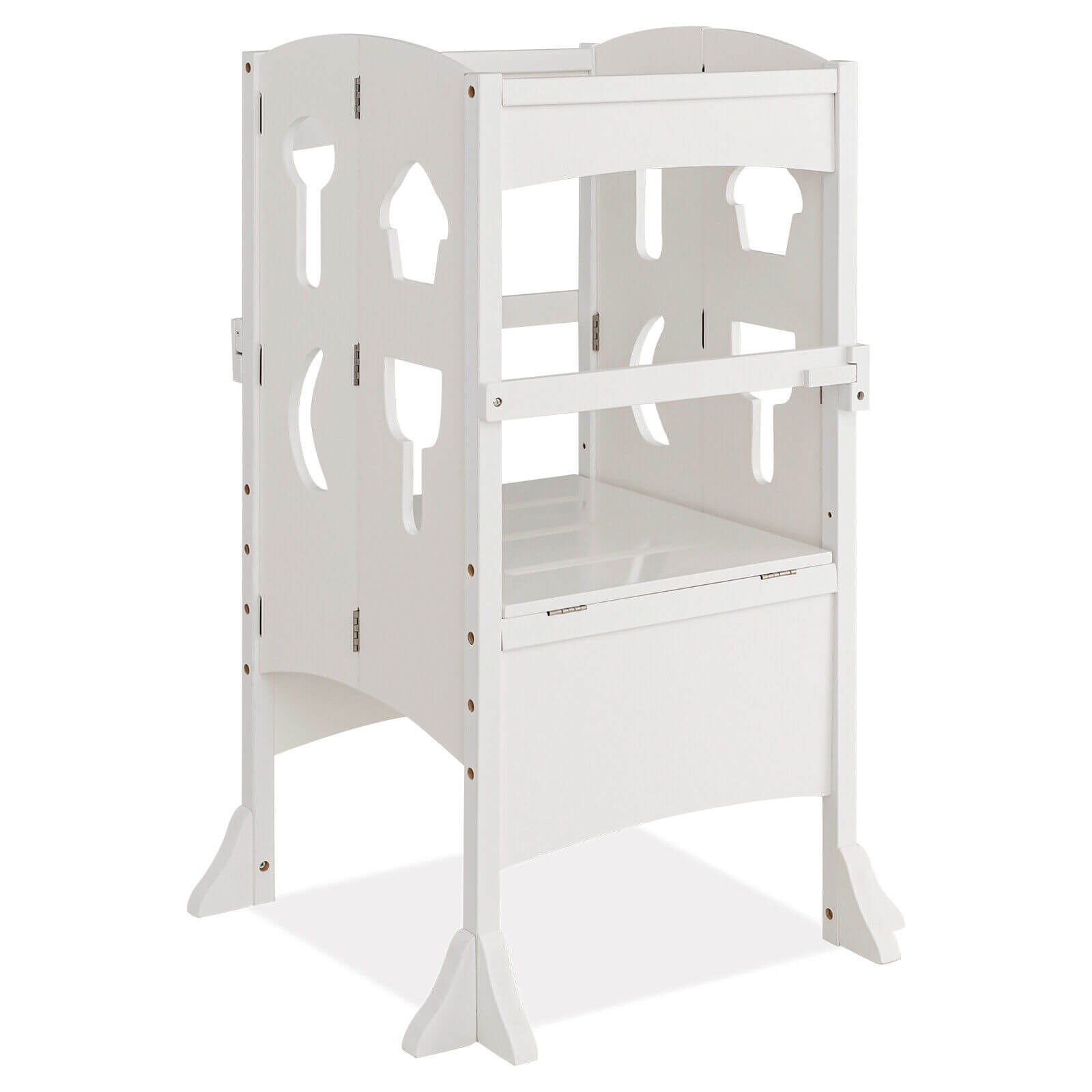 Folding Wooden Step Stool, Lockable Safety Rail For Toddlers, White Toddler & Kids Furniture at Gallery Canada
