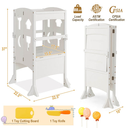 Folding Wooden Step Stool, Lockable Safety Rail For Toddlers, White Toddler & Kids Furniture at Gallery Canada