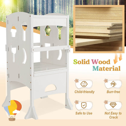 Folding Wooden Step Stool, Lockable Safety Rail For Toddlers, White Toddler & Kids Furniture at Gallery Canada