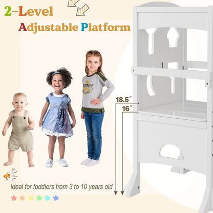 Folding Wooden Step Stool, Lockable Safety Rail For Toddlers, White Toddler & Kids Furniture at Gallery Canada