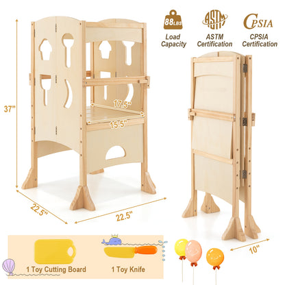 Folding Wooden Step Stool, Lockable Safety Rail, 3+, Natural Toddler & Kids Furniture at Gallery Canada