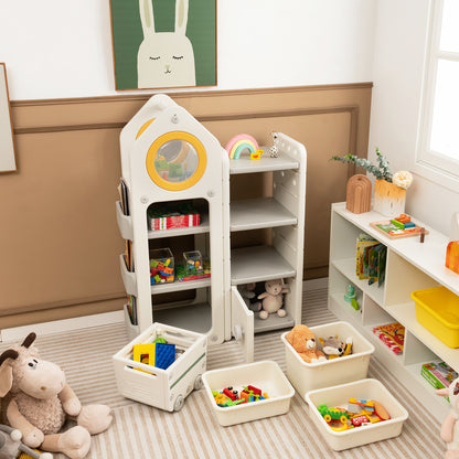 Multipurpose Toy Chest Bookshelf With Mobile Trolley, Gray Kids Storage at Gallery Canada