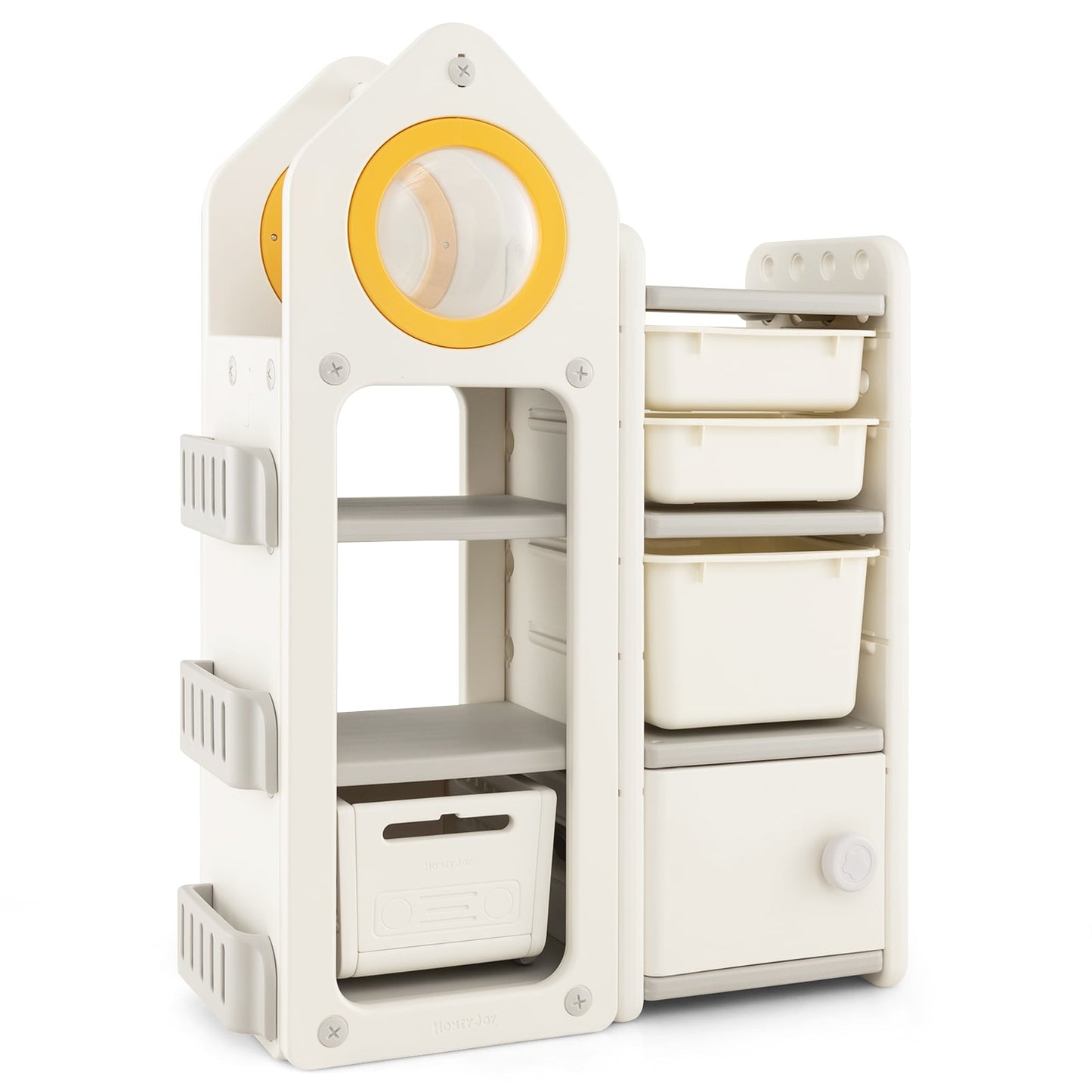Multipurpose Toy Chest Bookshelf With Mobile Trolley, Gray Kids Storage at Gallery Canada