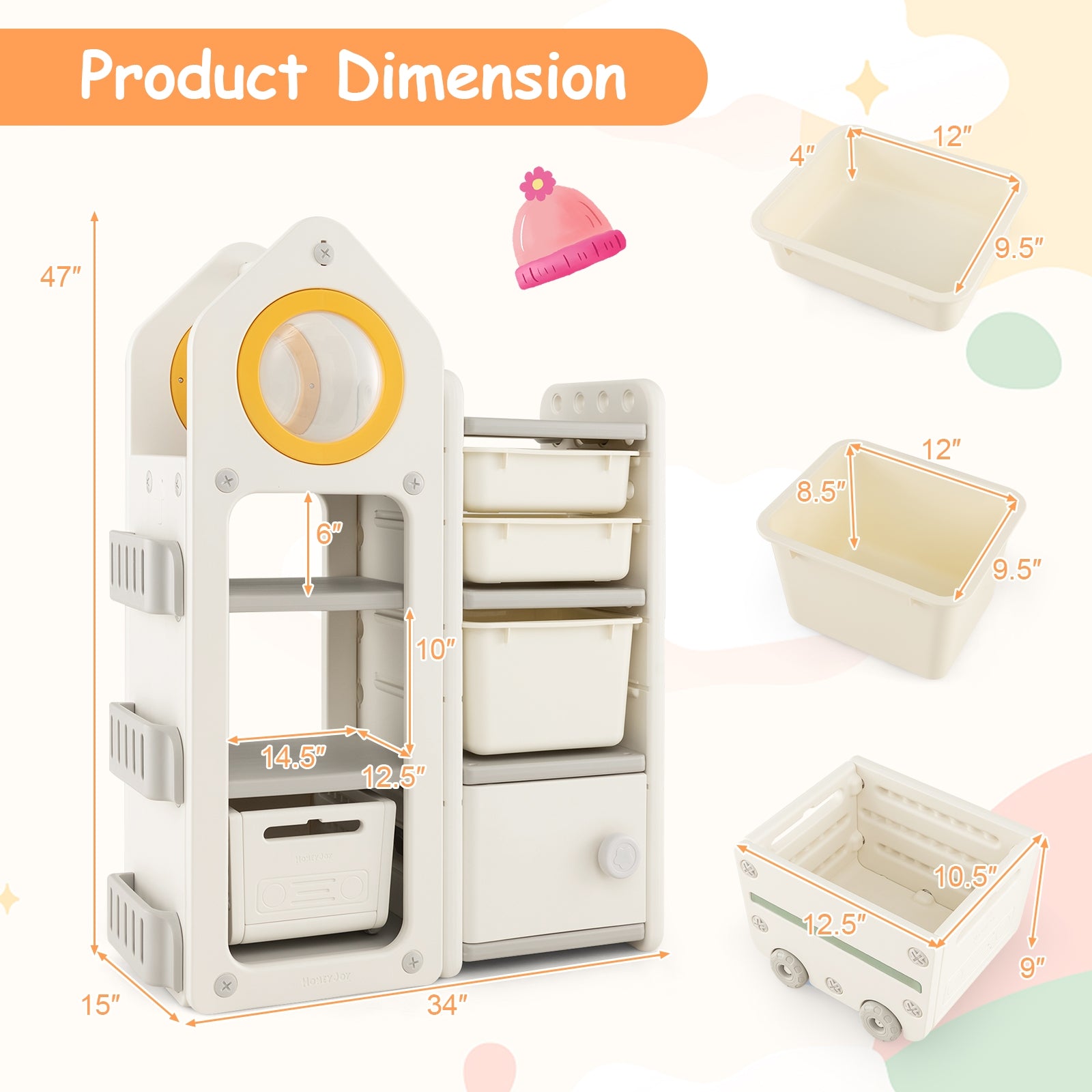 Multipurpose Toy Chest Bookshelf With Mobile Trolley, Gray Kids Storage at Gallery Canada