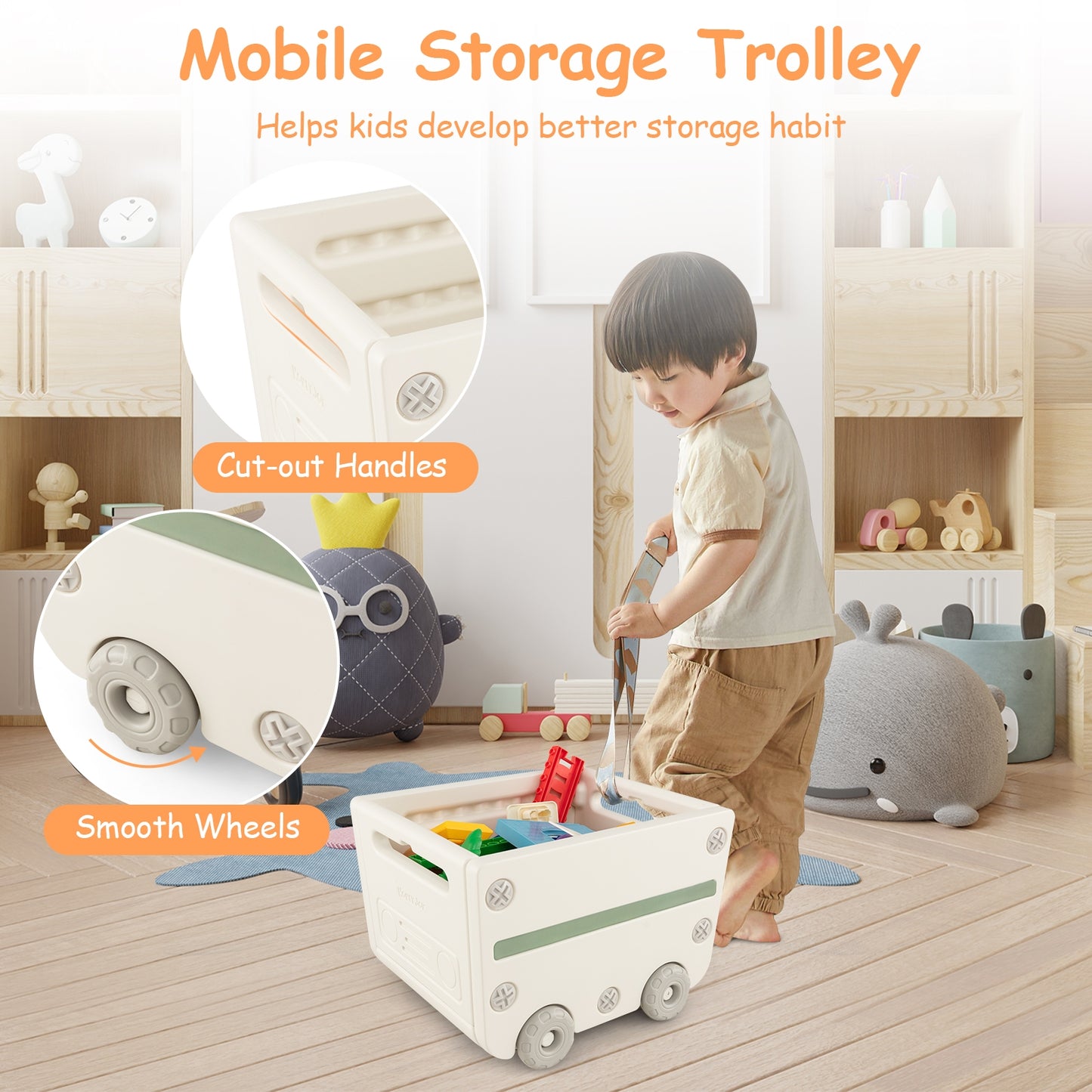 Multipurpose Toy Chest Bookshelf With Mobile Trolley, Gray Kids Storage at Gallery Canada