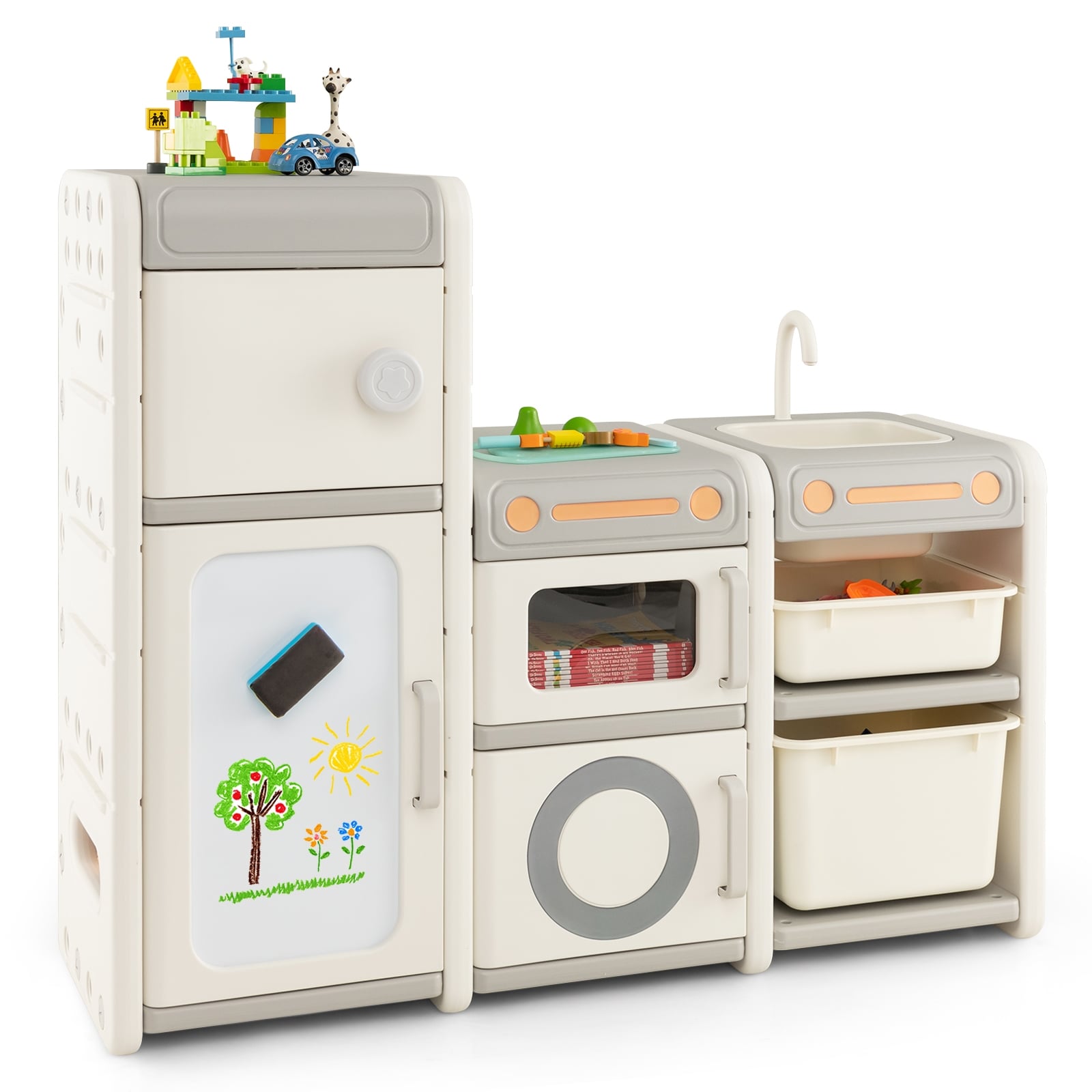 Multipurpose Toy Chest, Bookshelf With Magnetic Whiteboard, Gray Kids Storage at Gallery Canada