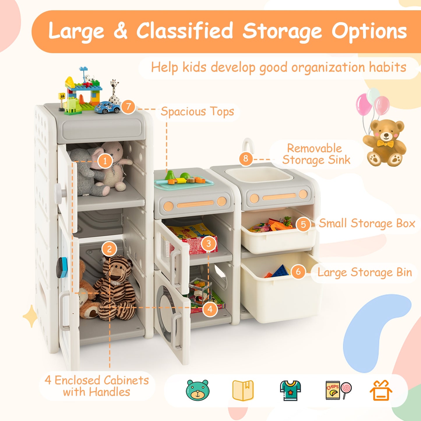 Multipurpose Toy Chest, Bookshelf With Magnetic Whiteboard, Gray Kids Storage at Gallery Canada