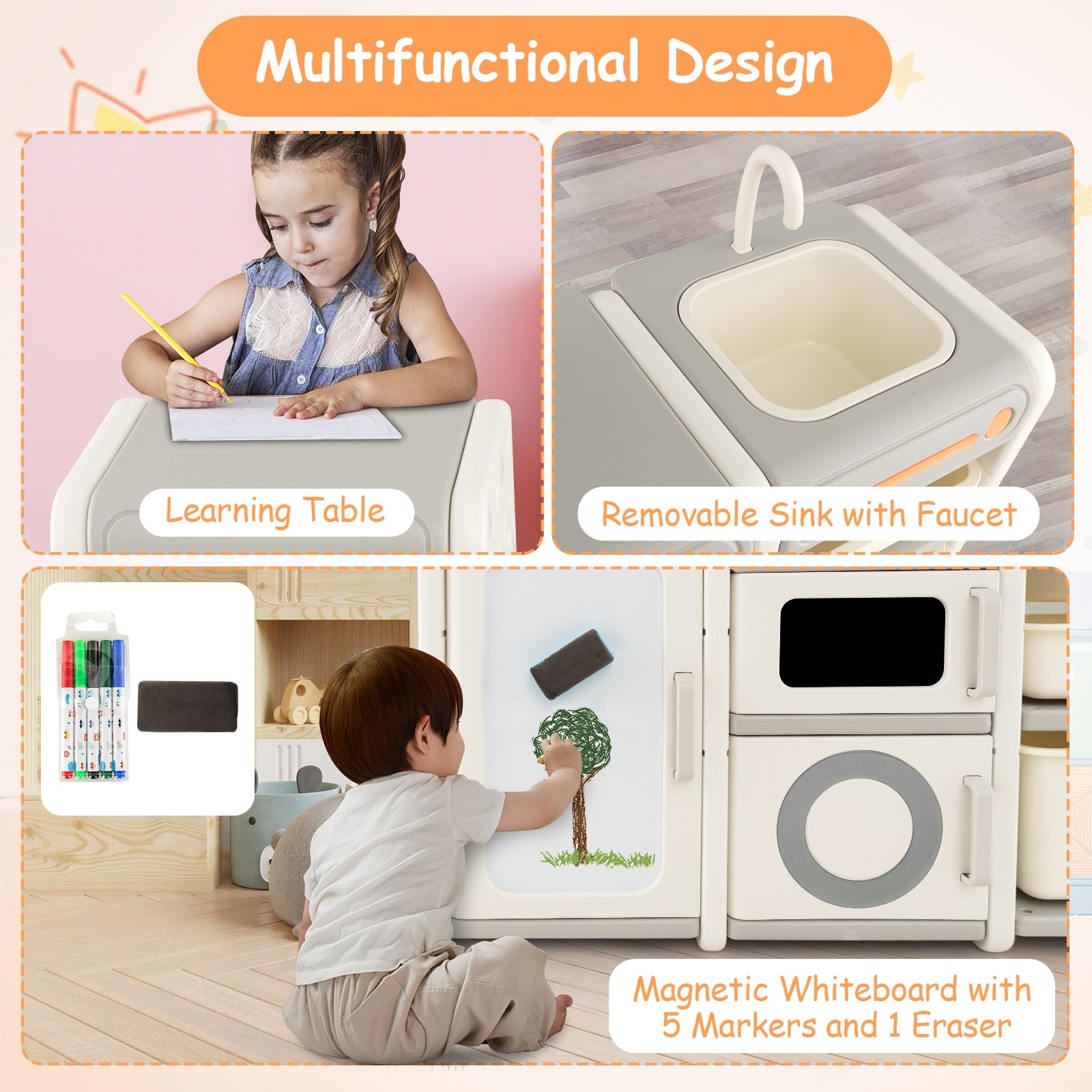 Multipurpose Toy Chest, Bookshelf With Magnetic Whiteboard, Gray Kids Storage at Gallery Canada