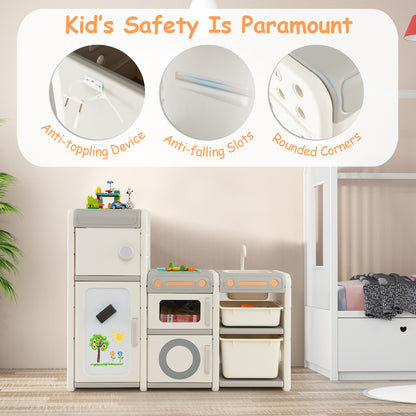Multipurpose Toy Chest, Bookshelf With Magnetic Whiteboard, Gray Kids Storage at Gallery Canada
