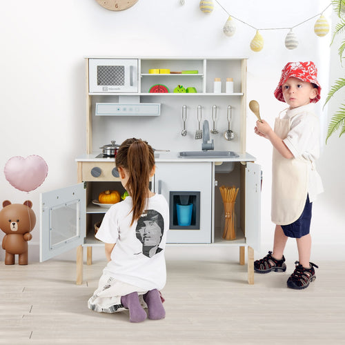 Wooden Pretend Play Kitchen Set, White