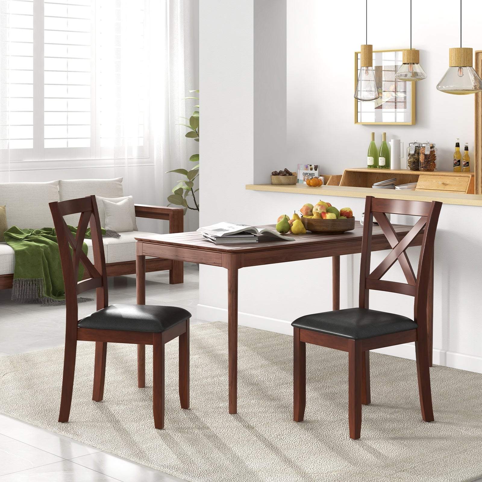 Wooden Kitchen Dining Chair Set, 2 Pack, Padded Seat, Black Dining Chairs at Gallery Canada