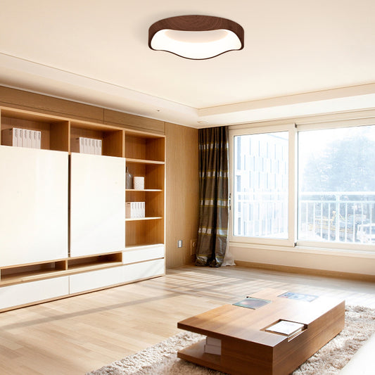 24W Modern LED Ceiling Light, Wood Pattern Metal Frame, Brown Ceiling Lights Brown at Gallery Canada