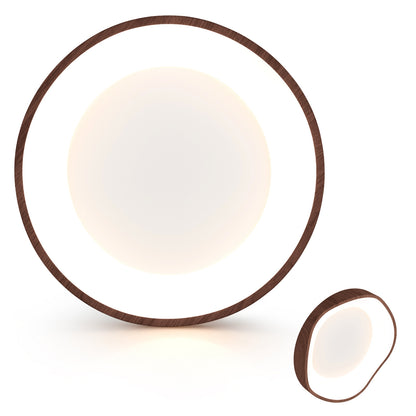 24W Modern LED Ceiling Light, Wood Pattern Metal Frame, Brown Ceiling Lights Brown at Gallery Canada