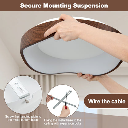 24W Modern LED Ceiling Light, Wood Pattern Metal Frame, Brown Ceiling Lights at Gallery Canada
