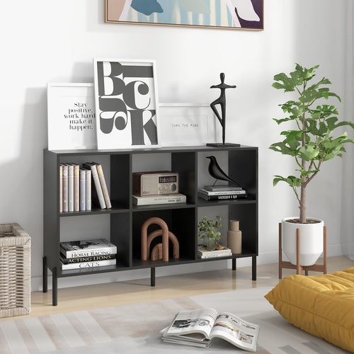 Open-Back Bookshelf With Drawer, Black
