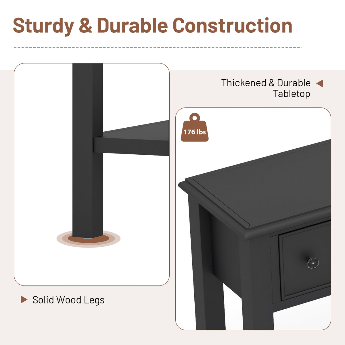 60 Inch Sofa Table, 4 Drawers, Open Shelf, Black Console Tables at Gallery Canada