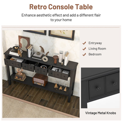 60 Inch Sofa Table, 4 Drawers, Open Shelf, Black Console Tables at Gallery Canada