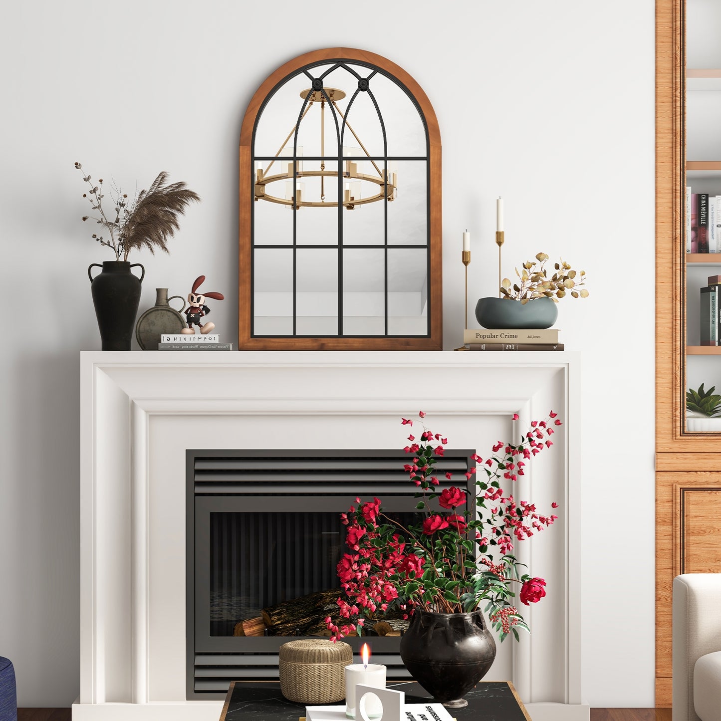 Arched Window Mirror With Back Board, Natural Wall Mirrors at Gallery Canada