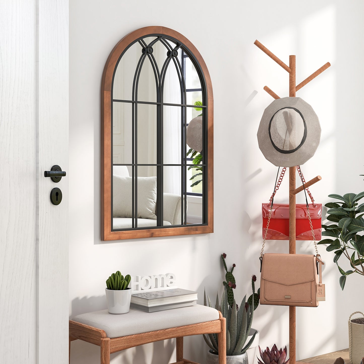Arched Window Mirror With Back Board, Natural Wall Mirrors at Gallery Canada