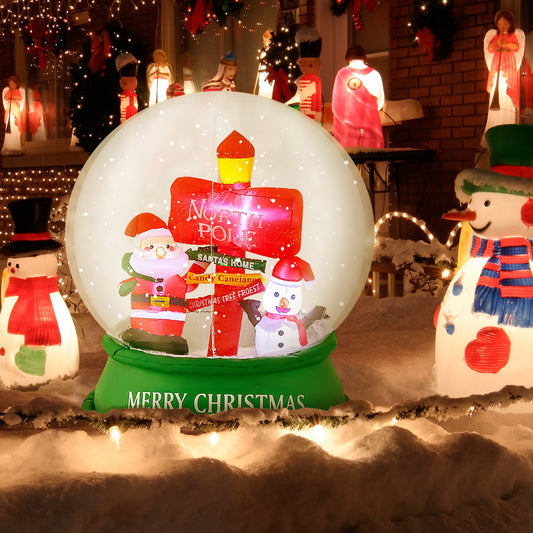4 Feet Christmas Inflatable Snow Globe with Santa Snowman Road Sign, Multicolor Christmas Inflatables Multicolor at Gallery Canada