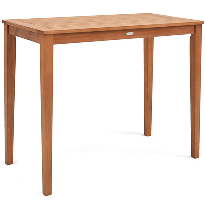 48 Inch x 24 Inch Rectangular Outdoor Eucalyptus Wood Bar Table, Natural Patio Coffee Tables at Gallery Canada