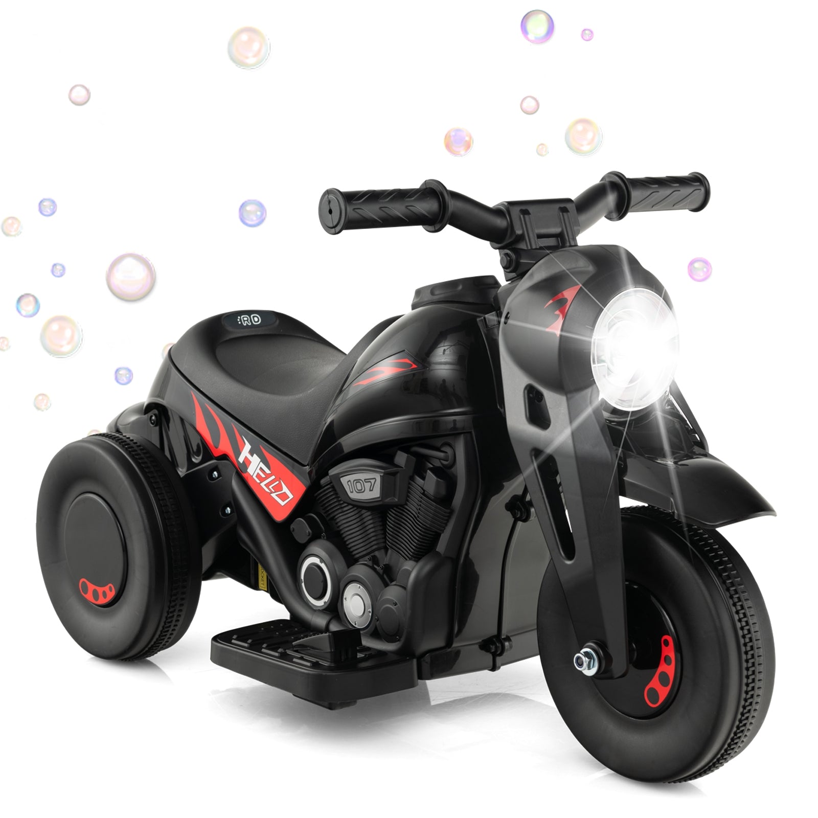Kids Electric Motorcycle, 6V, Bubble Maker, Music, Black Powered Ride On Toys at Gallery Canada