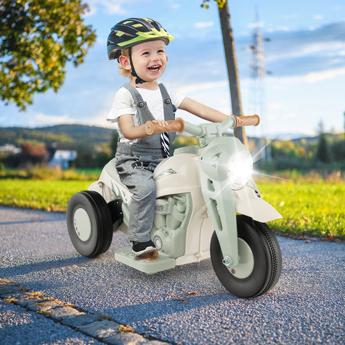 6V Kids Electric Ride On Motorcycle, Bubble Maker, Music, Beige
