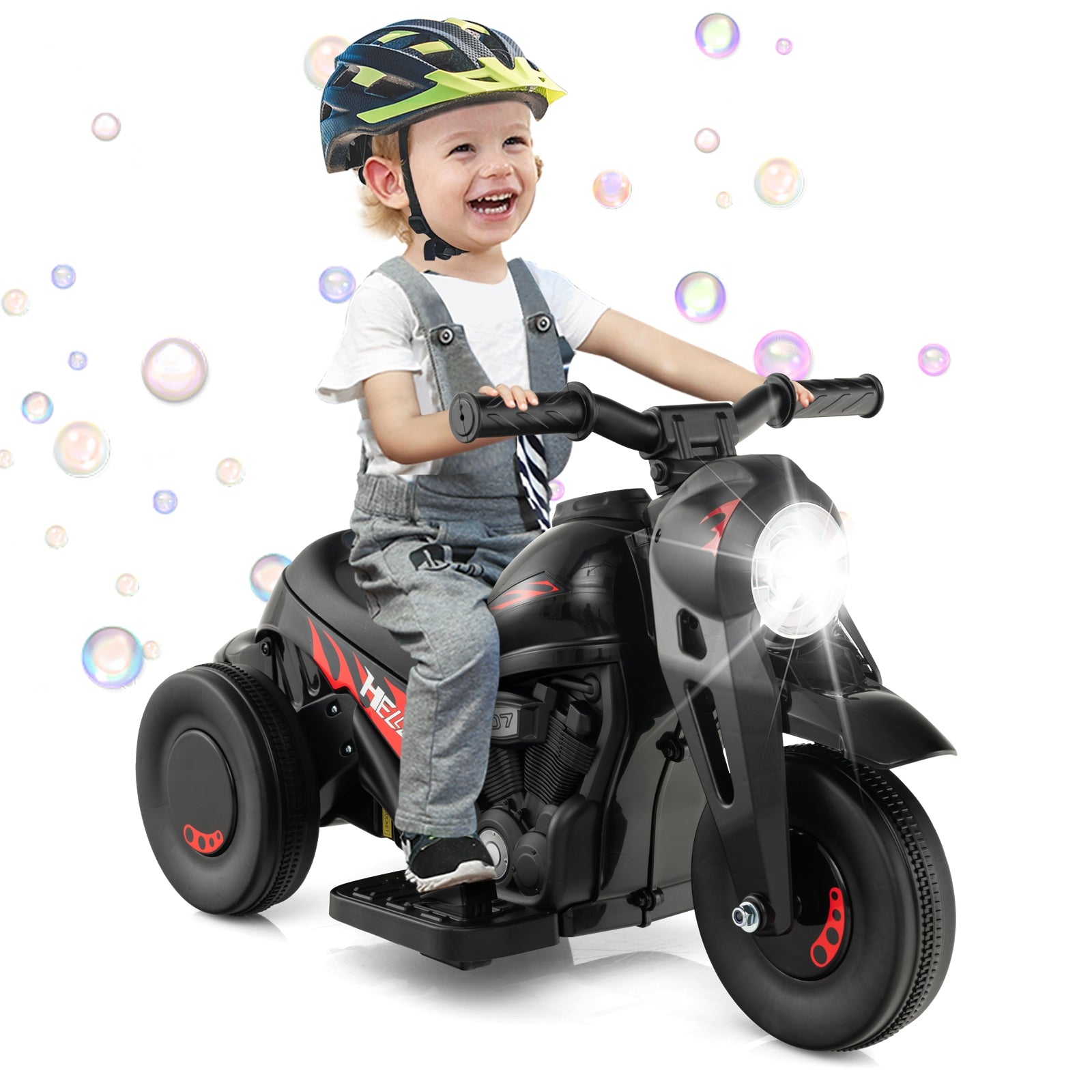 Kids Electric Motorcycle, 6V, Bubble Maker, Music, Black Powered Ride On Toys at Gallery Canada