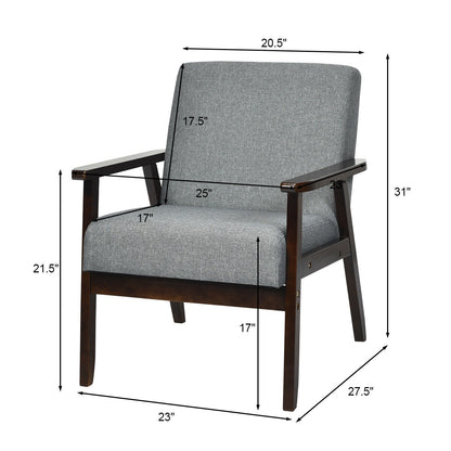 Solid Rubber Wood Fabric Accent Armchair, Gray Accent Chairs at Gallery Canada