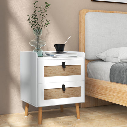 Modern End Table, 2 Rattan Drawers, White End & Side Tables at Gallery Canada