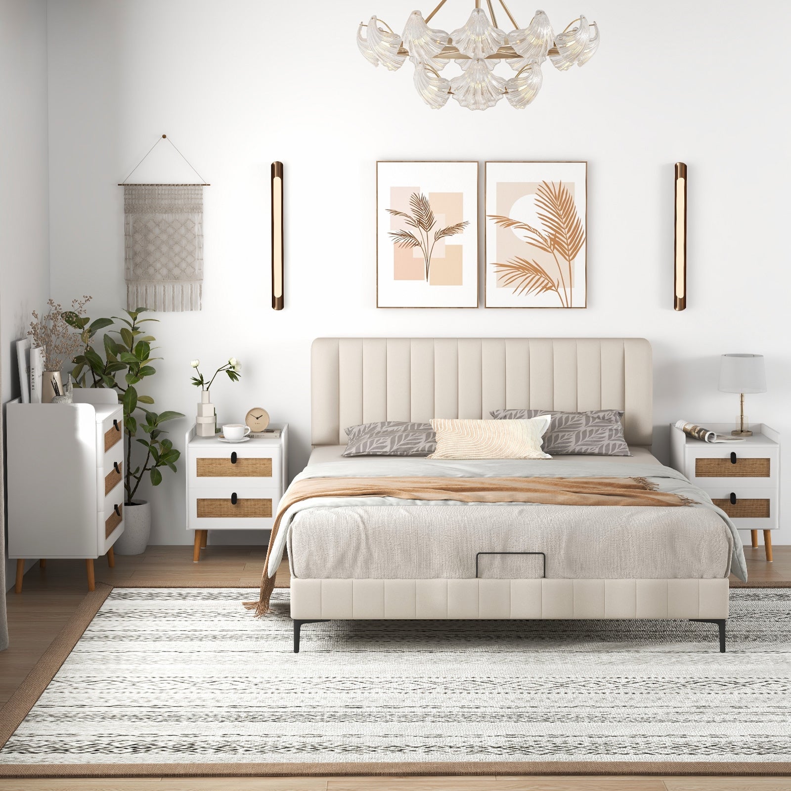 Modern End Table, 2 Rattan Drawers, White End & Side Tables at Gallery Canada