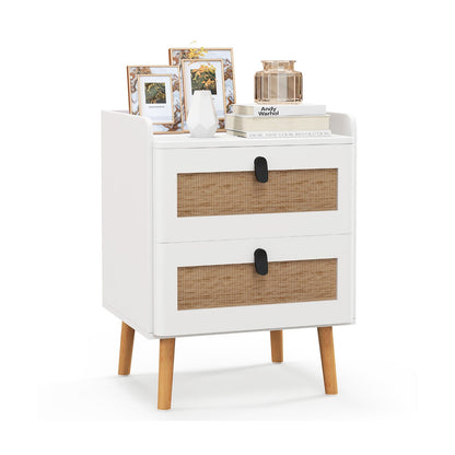 Modern End Table, 2 Rattan Drawers, White End & Side Tables White at Gallery Canada
