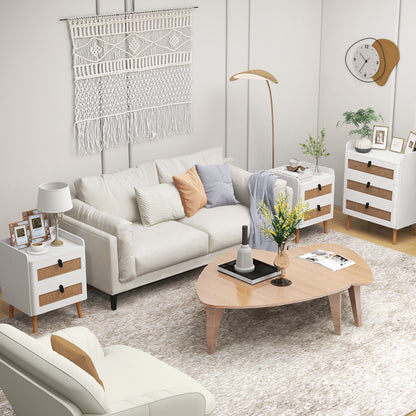 Modern End Table, 2 Rattan Drawers, White End & Side Tables at Gallery Canada