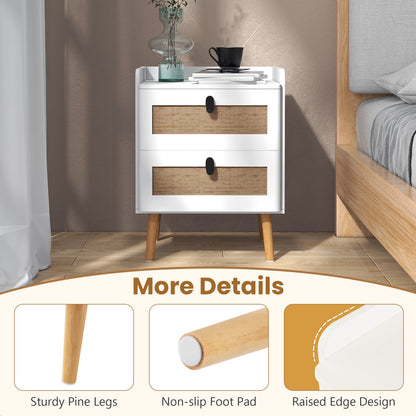 Modern End Table, 2 Rattan Drawers, White End & Side Tables at Gallery Canada