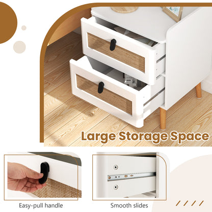 Modern End Table, 2 Rattan Drawers, White End & Side Tables at Gallery Canada