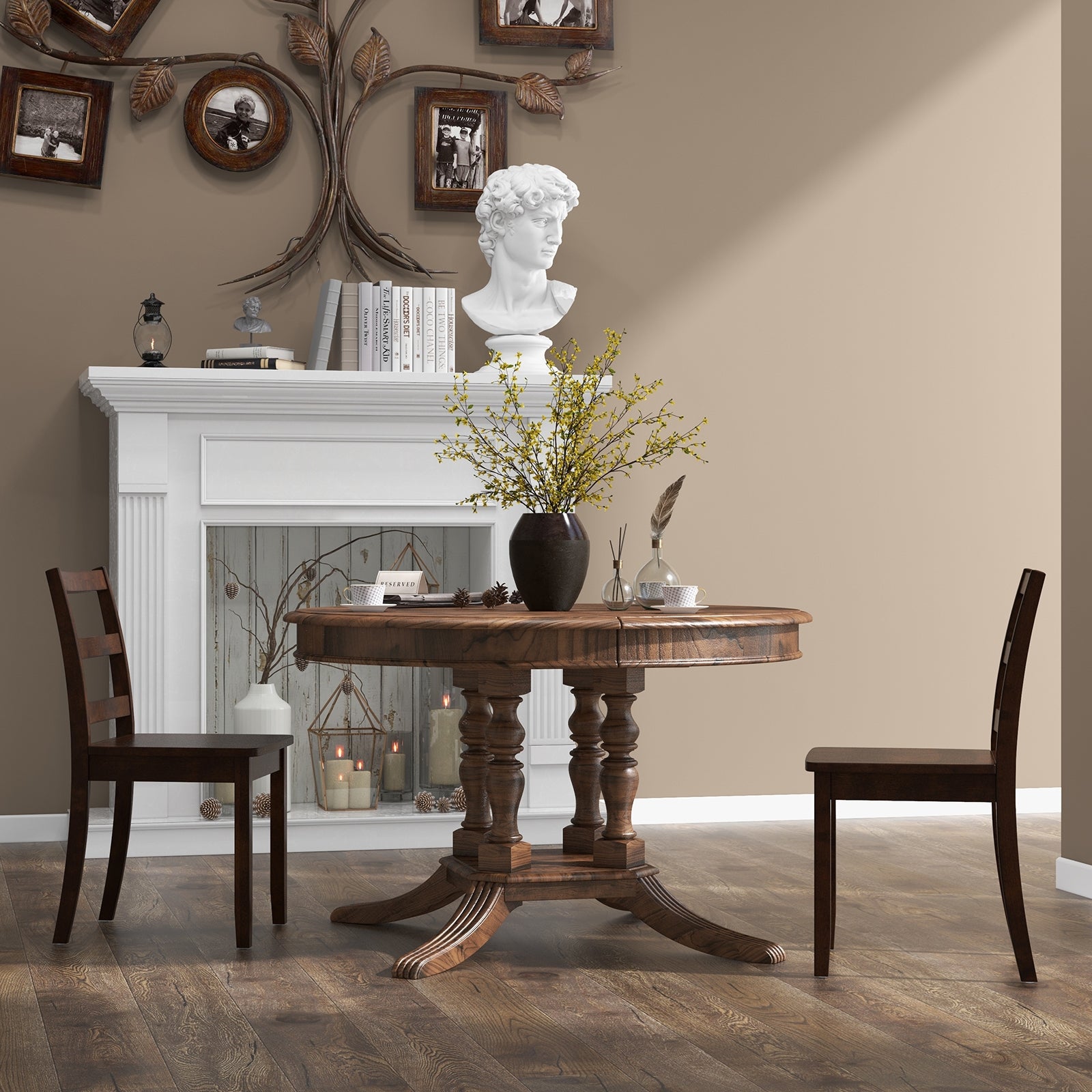 Wood Dining Chairs, Set of 2, Solid Rubber Wood Legs, Brown Dining Chairs at Gallery Canada