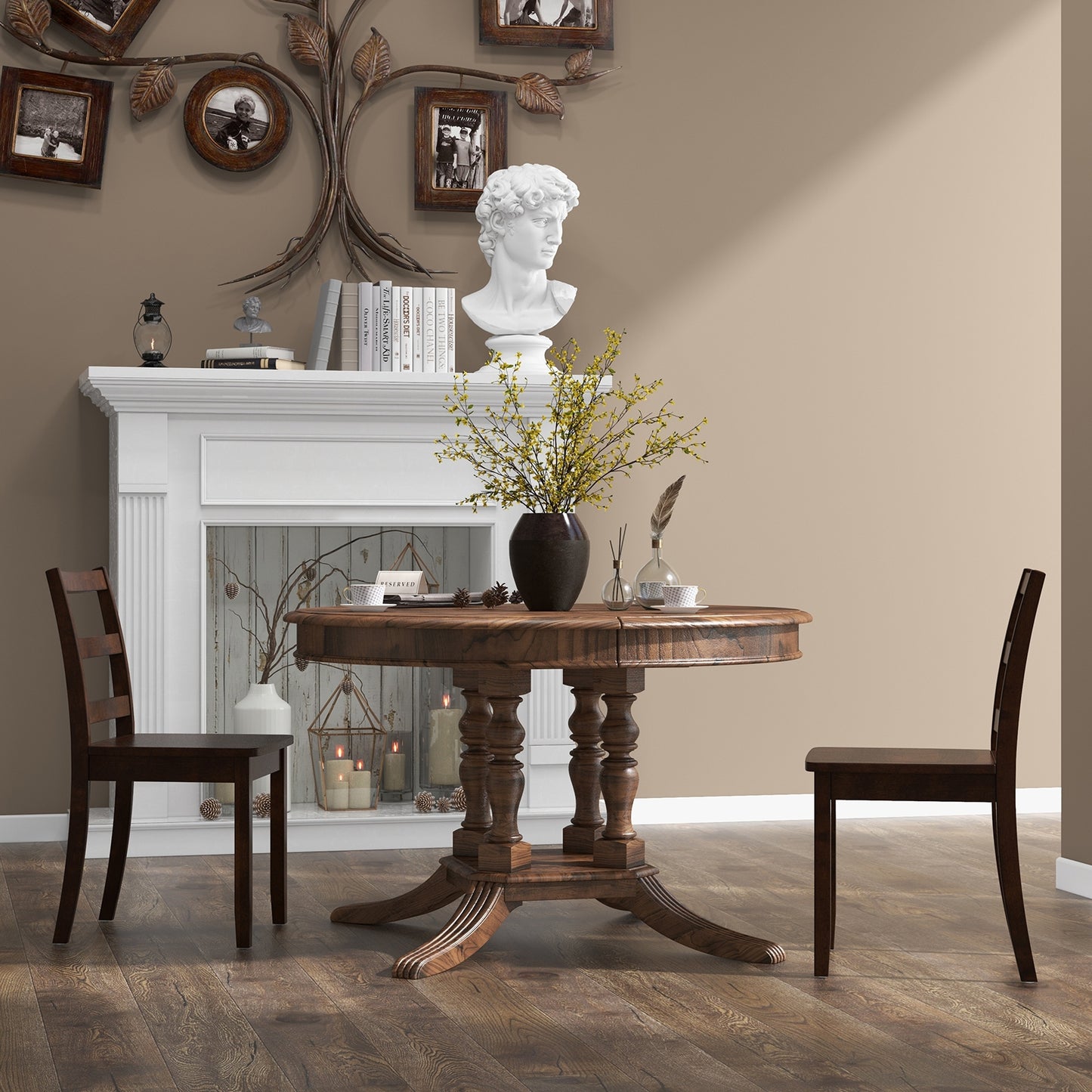 Wood Dining Chairs, Set of 2, Solid Rubber Wood Legs, Brown Dining Chairs at Gallery Canada