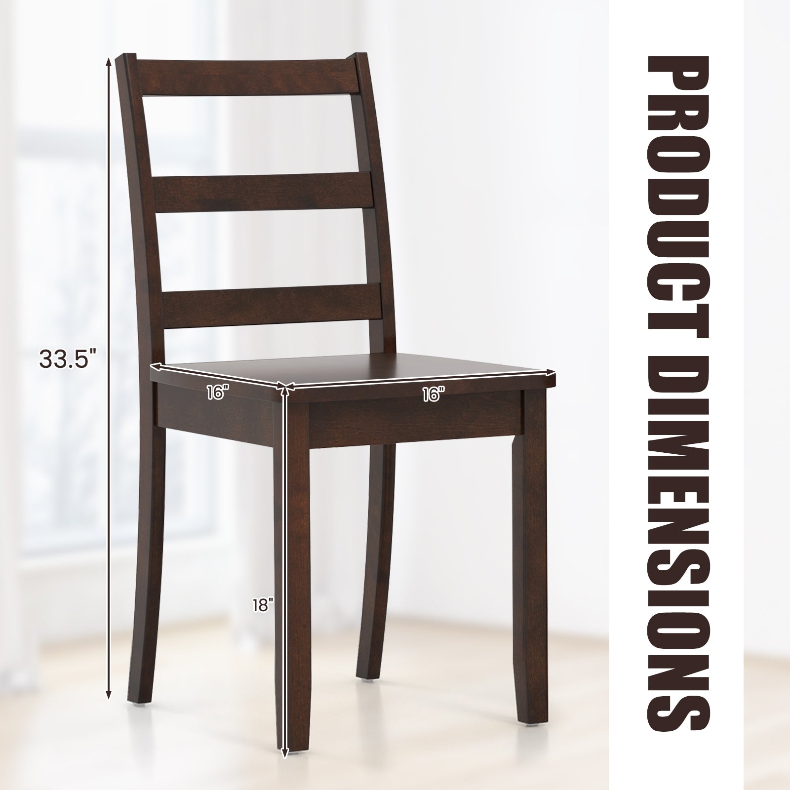 Wood Dining Chairs, Set of 2, Solid Rubber Wood Legs, Brown Dining Chairs at Gallery Canada