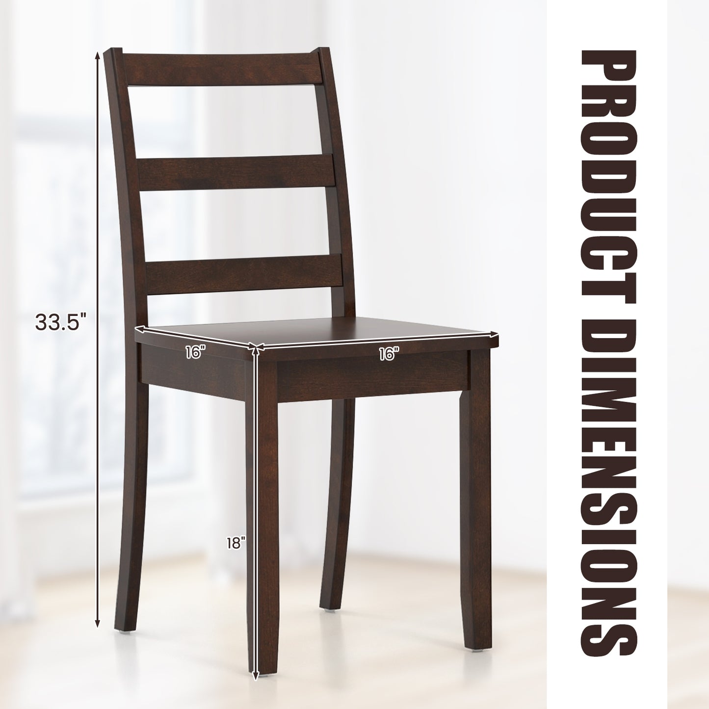 Wood Dining Chairs, Set of 2, Solid Rubber Wood Legs, Brown Dining Chairs at Gallery Canada