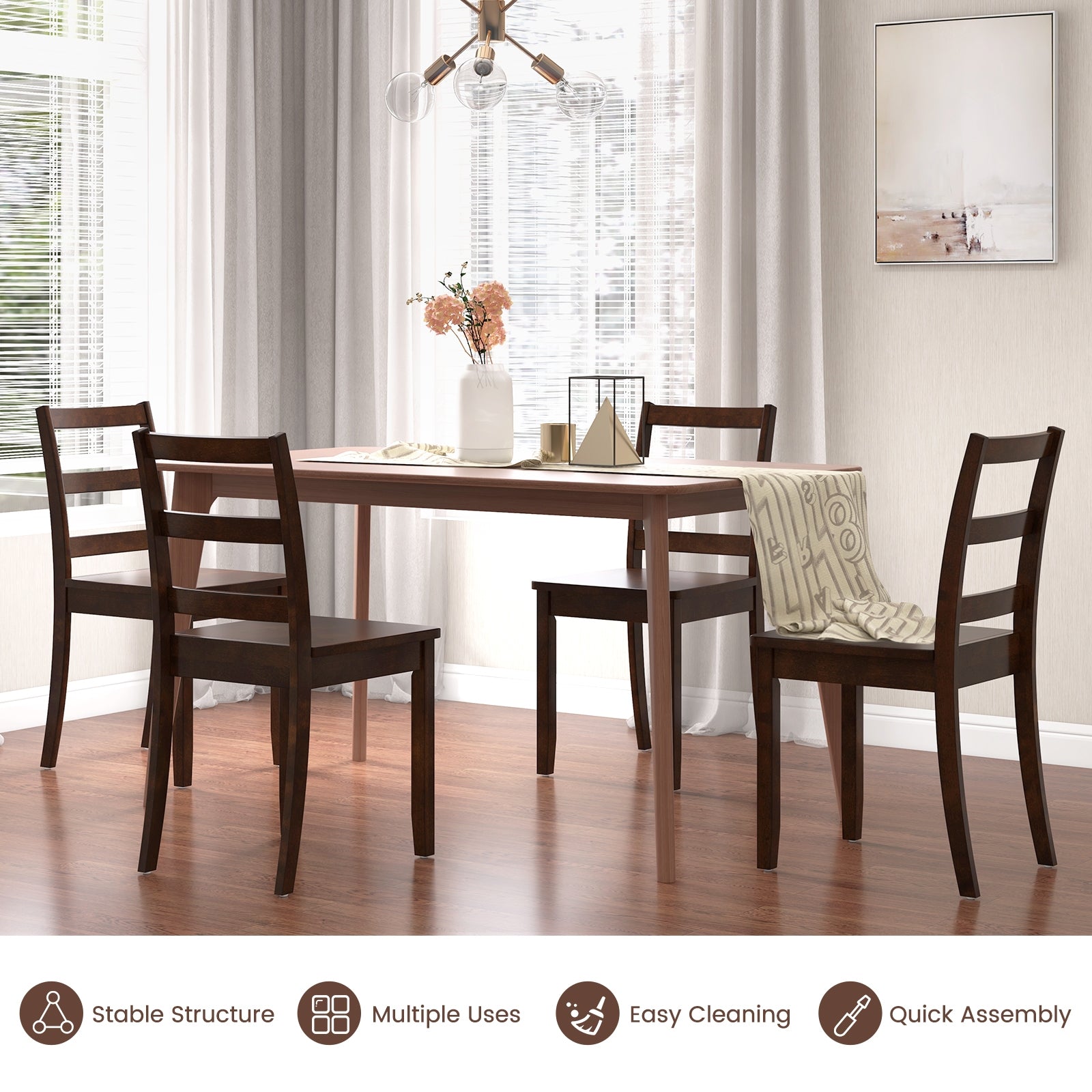 Wood Dining Chairs, Set of 2, Solid Rubber Wood Legs, Brown Dining Chairs at Gallery Canada