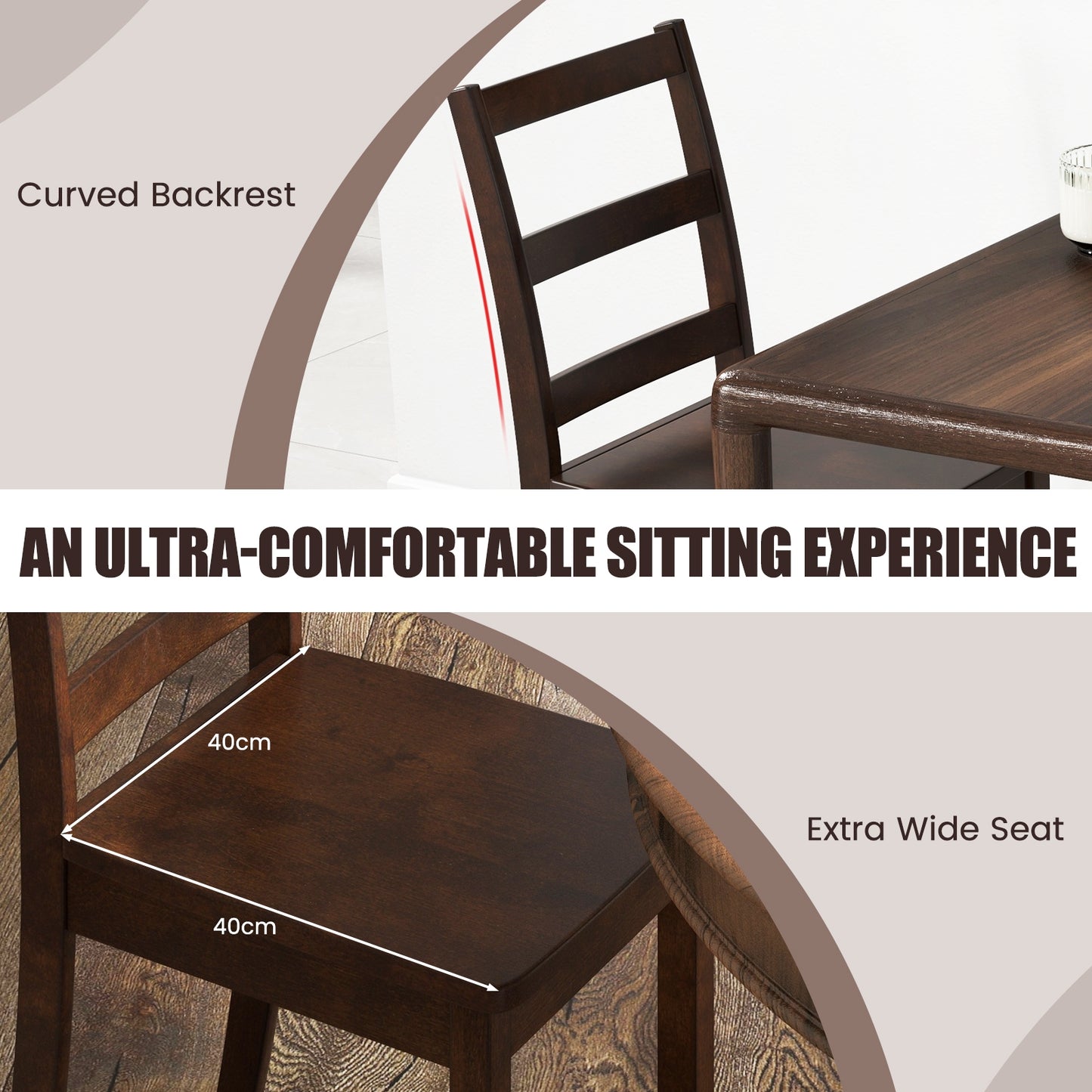 Wood Dining Chairs, Set of 2, Solid Rubber Wood Legs, Brown Dining Chairs at Gallery Canada