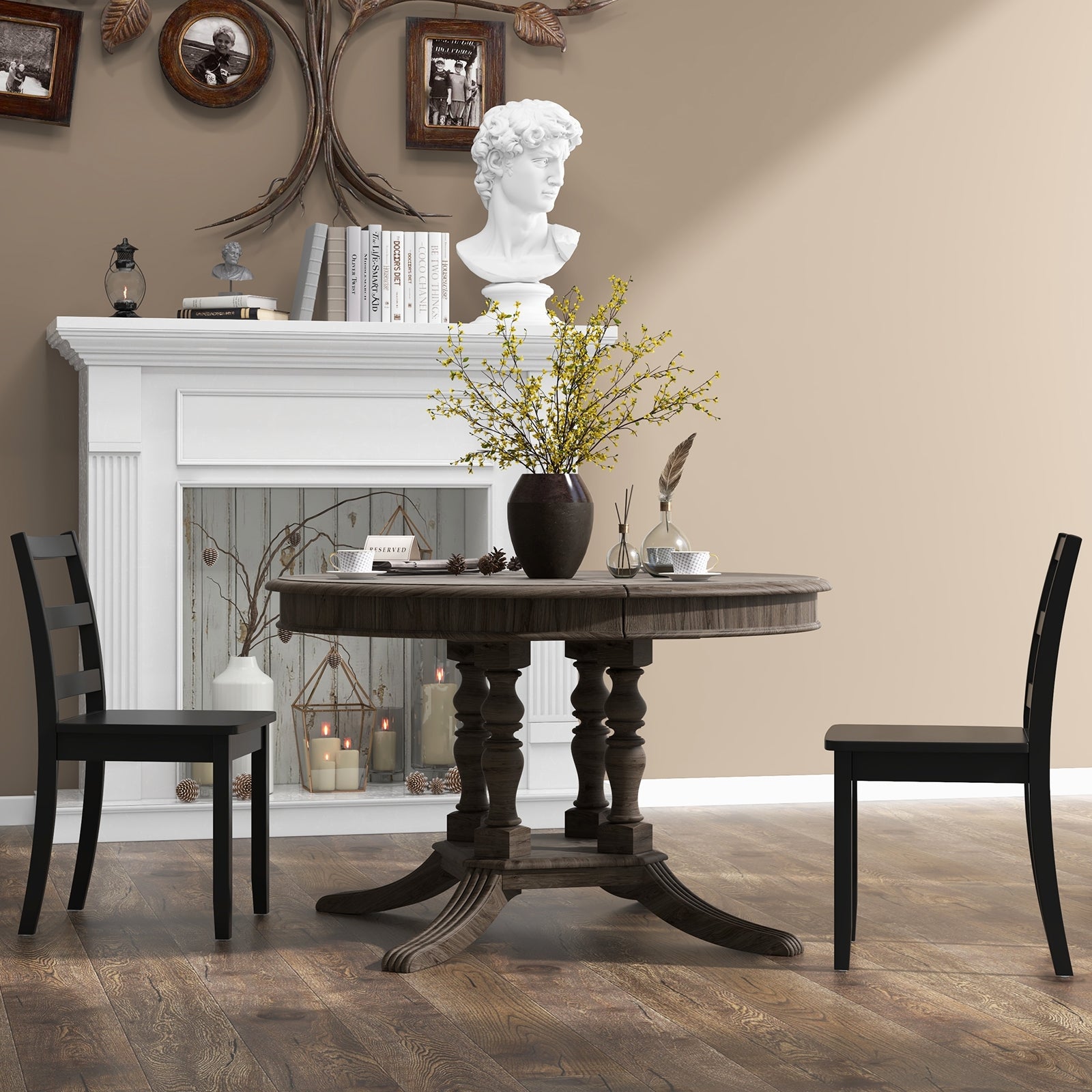 Set Of 2 Wood Dining Chairs, Solid Rubber Wood Legs, Black Dining Chairs at Gallery Canada