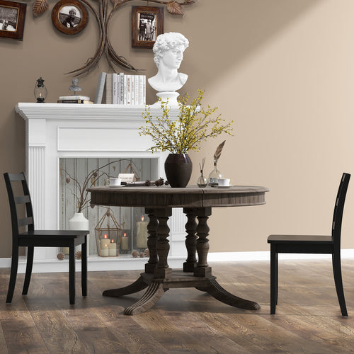 Set Of 2 Wood Dining Chairs, Solid Rubber Wood Legs, Black