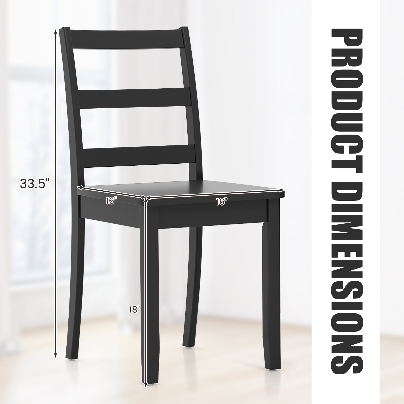 Set Of 2 Wood Dining Chairs, Solid Rubber Wood Legs, Black Dining Chairs at Gallery Canada