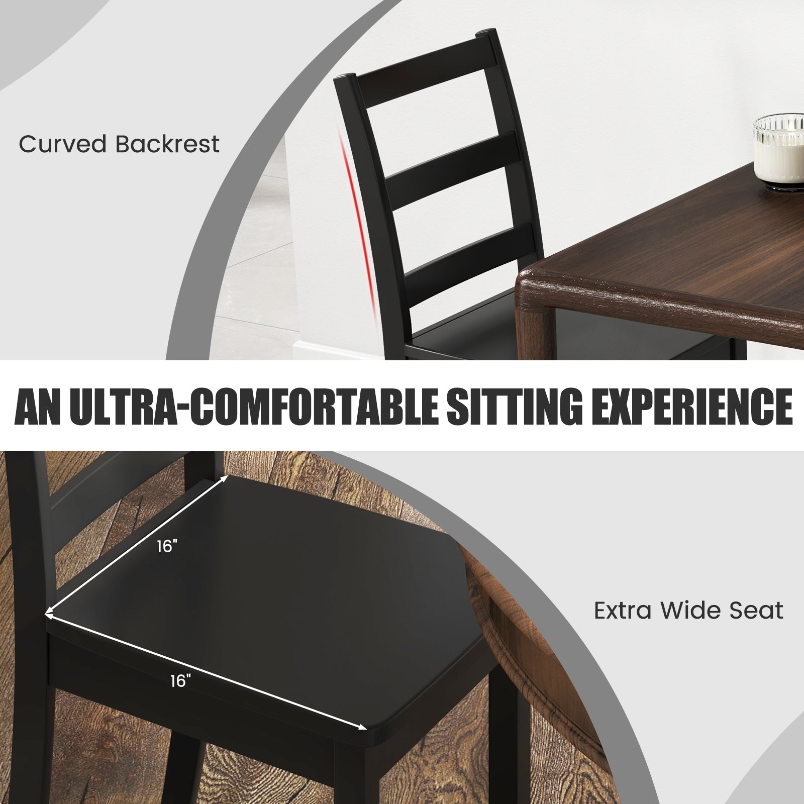 Set Of 2 Wood Dining Chairs, Solid Rubber Wood Legs, Black Dining Chairs at Gallery Canada