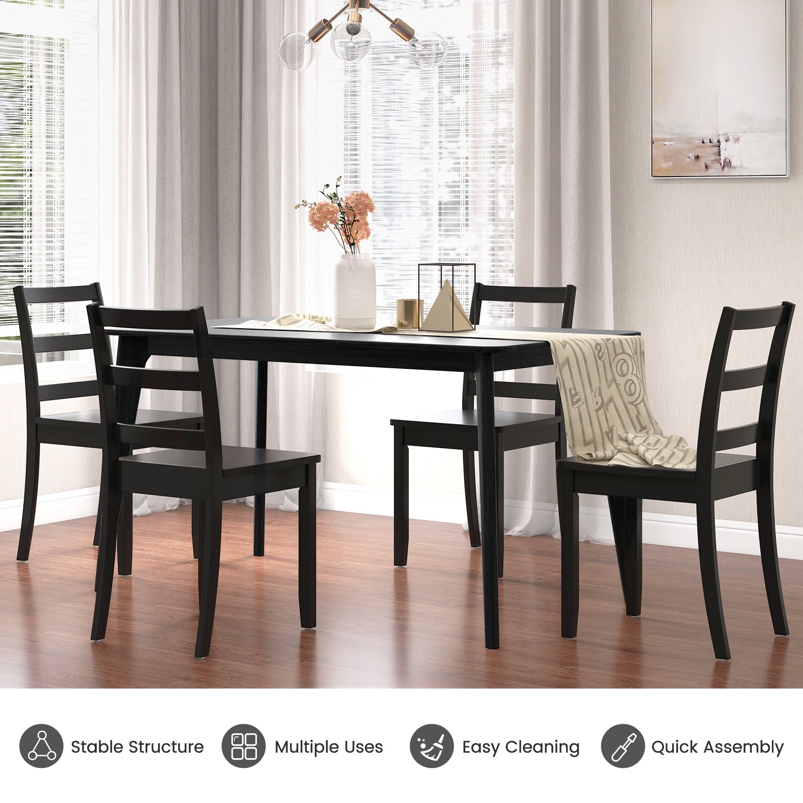 Set Of 2 Wood Dining Chairs, Solid Rubber Wood Legs, Black Dining Chairs at Gallery Canada